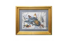 กรอบรูปไม้จริงลายสำเร็จรูปสีทอง